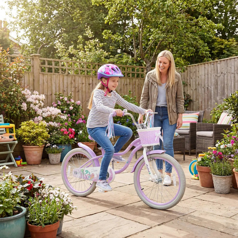 Kids Bike 12-20 Inch with Training Wheels & Basket Purple by DirectDeals