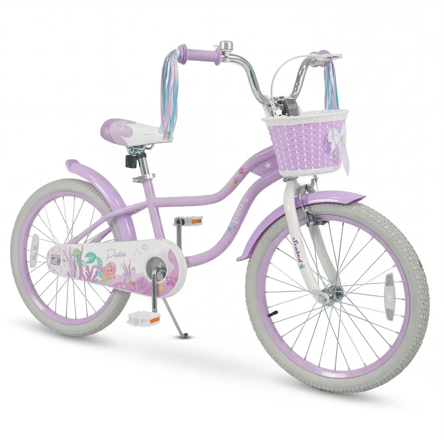 Kids Bike 12-20 Inch with Training Wheels & Basket Purple by DirectDeals