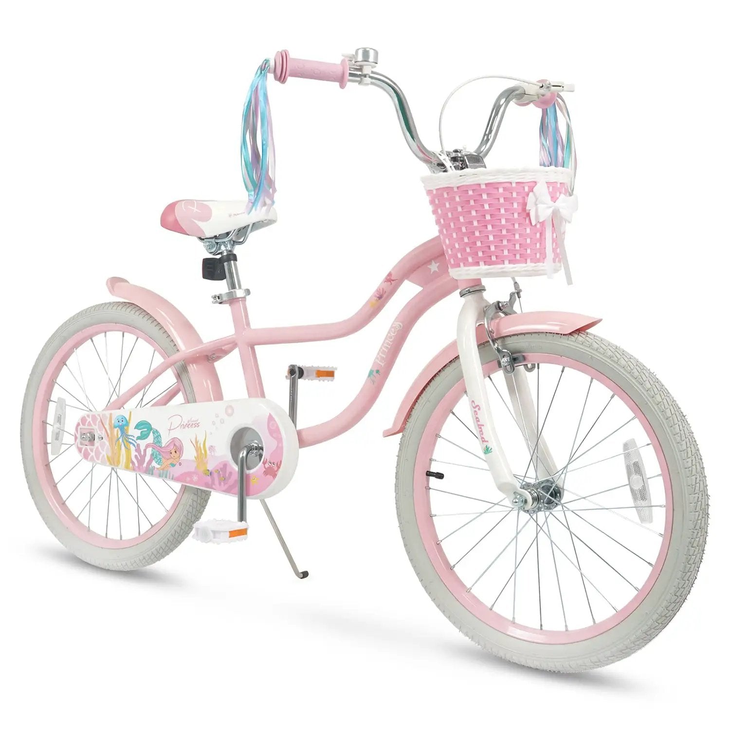 18-Inch Kids Bike Adjustable with Basket and Streamers Pink by DirectDeals