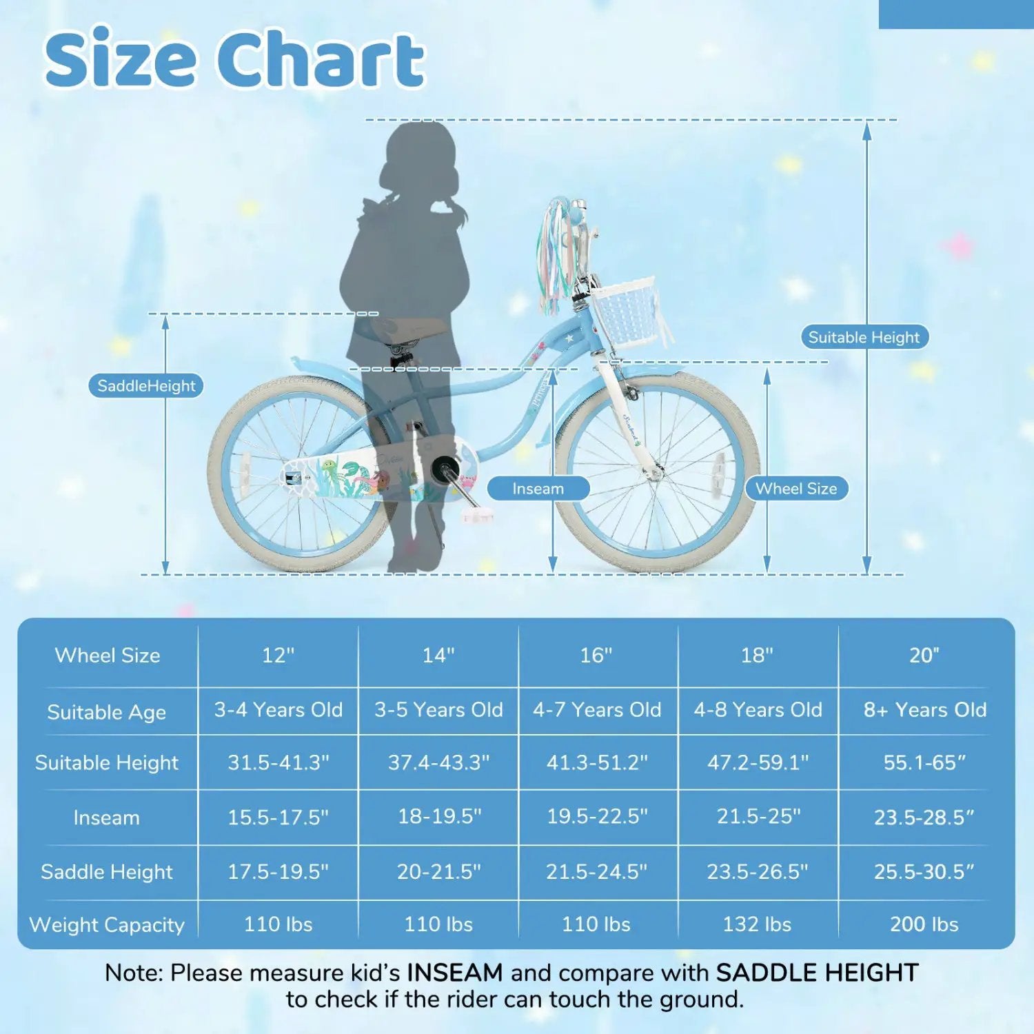 Kids Bike 12-20 Inch with Training Wheels & Basket by DirectDeals