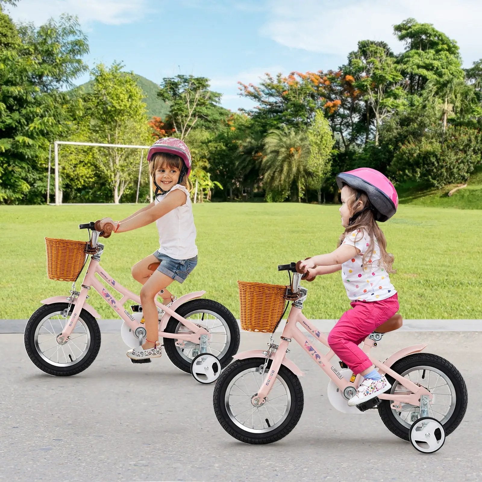 14 Inch Kids Bike Retro Bicycle with Adjustable Height and Basket for Ages 3-5 Years Old- by DirectDeals