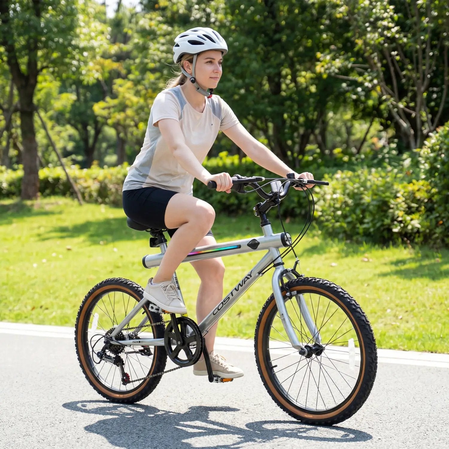 20 Inch LED-lit Cycling Bike with 2 Speakers and Ambient Lights for Men and Women by DirectDeals