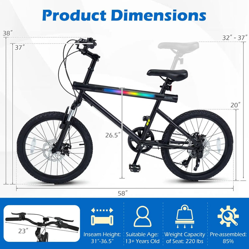 20 Inch Commuter Bicycle LED-lit with 6-Speed Shimano Twist Shifting and Stereo Speakers by DirectDeals