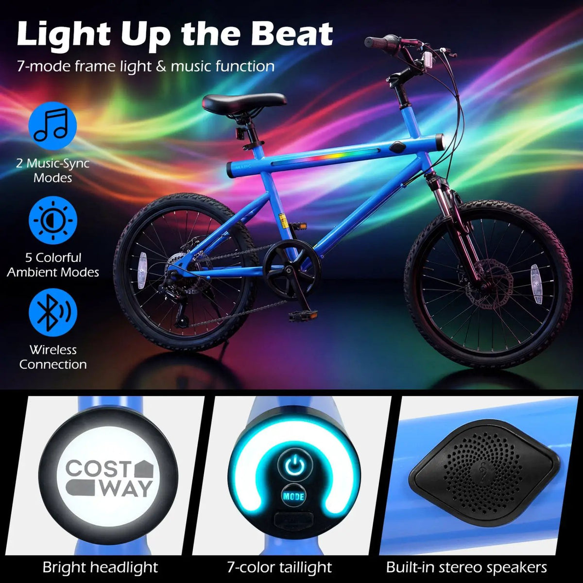 20 Inch Commuter Bicycle LED-lit with 6-Speed Shimano Twist Shifting and Stereo Speakers, photo 16 of 24