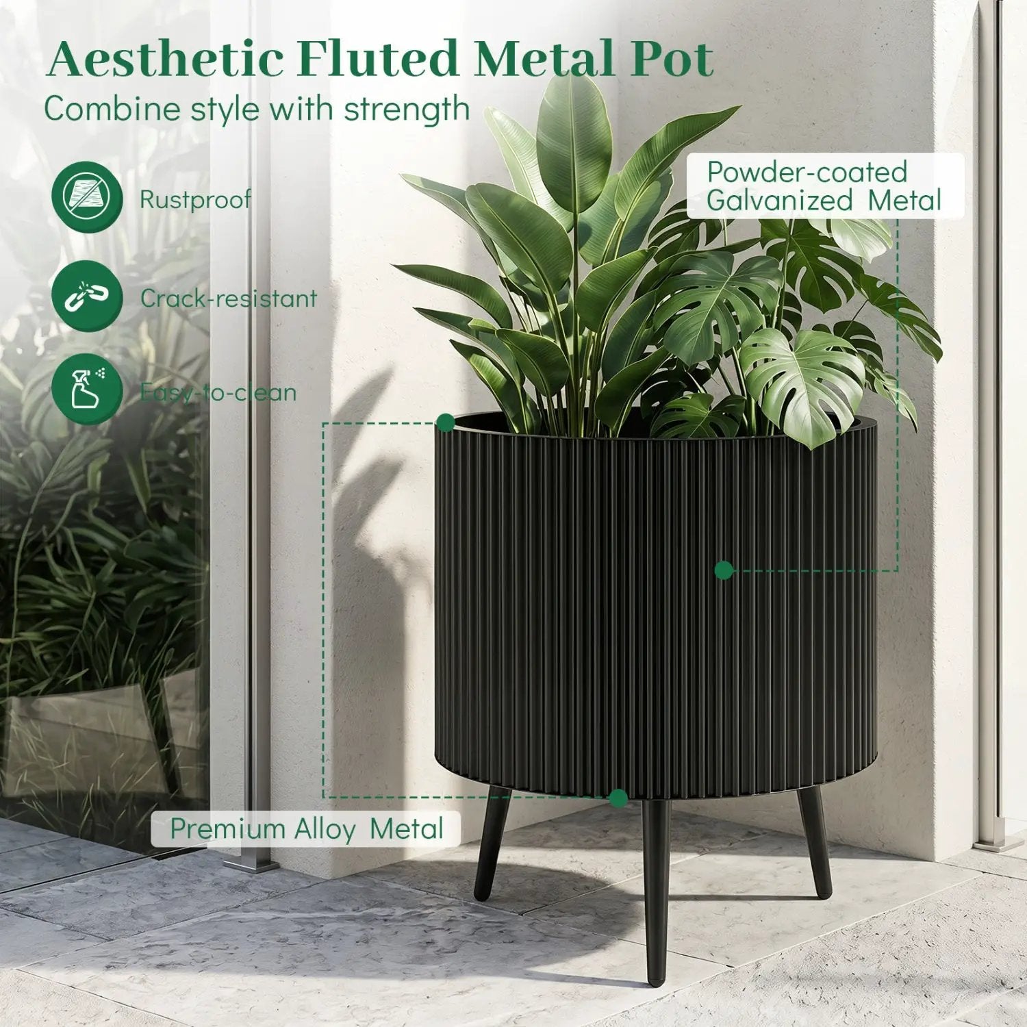 20-Inch Raised Metal Planter with Stand and Drainage Holes by DirectDeals