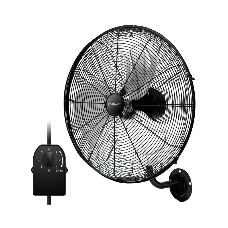20 Inch Wall Mount Fan with 3 Fan Speeds and Adjustable Tilt Head-Black by DirectDeals