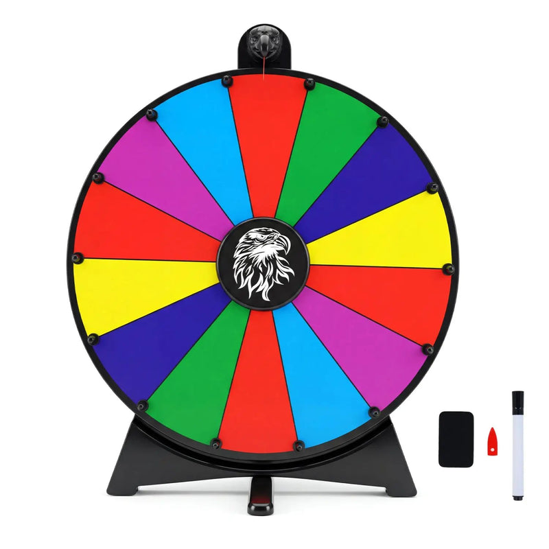 20 Inches 14 Slots Spin Wheel with Blackboard Marker for Prizes by DirectDeals