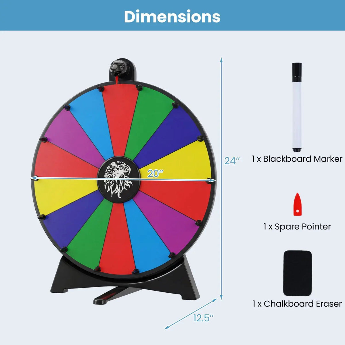 20 Inches 14 Slots Spin Wheel with Blackboard Marker for Prizes, photo 12 of 16