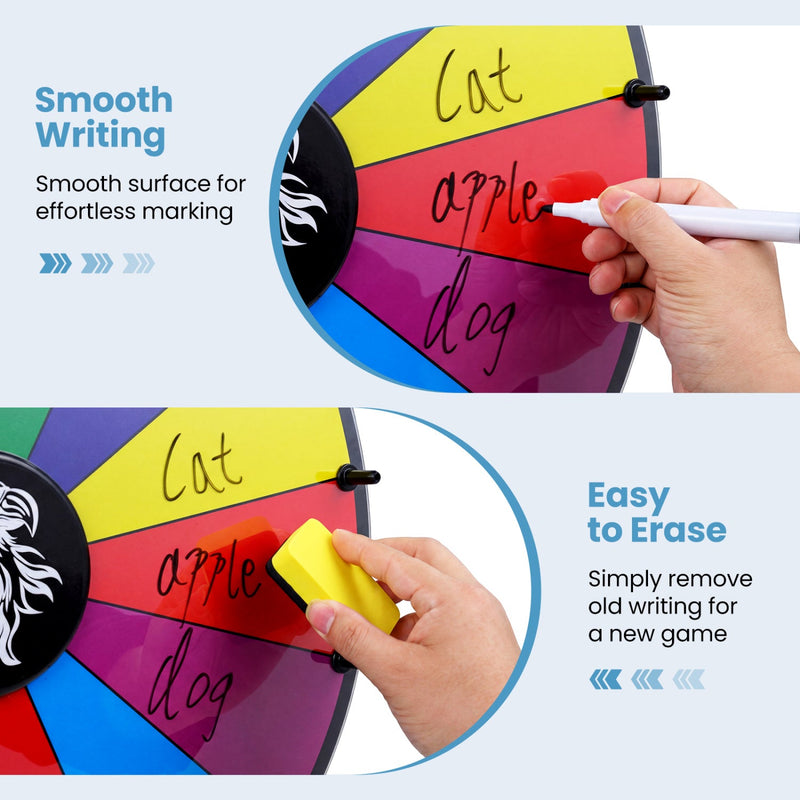 20 Inches 14 Slots Spin Wheel with Blackboard Marker for Prizes by DirectDeals