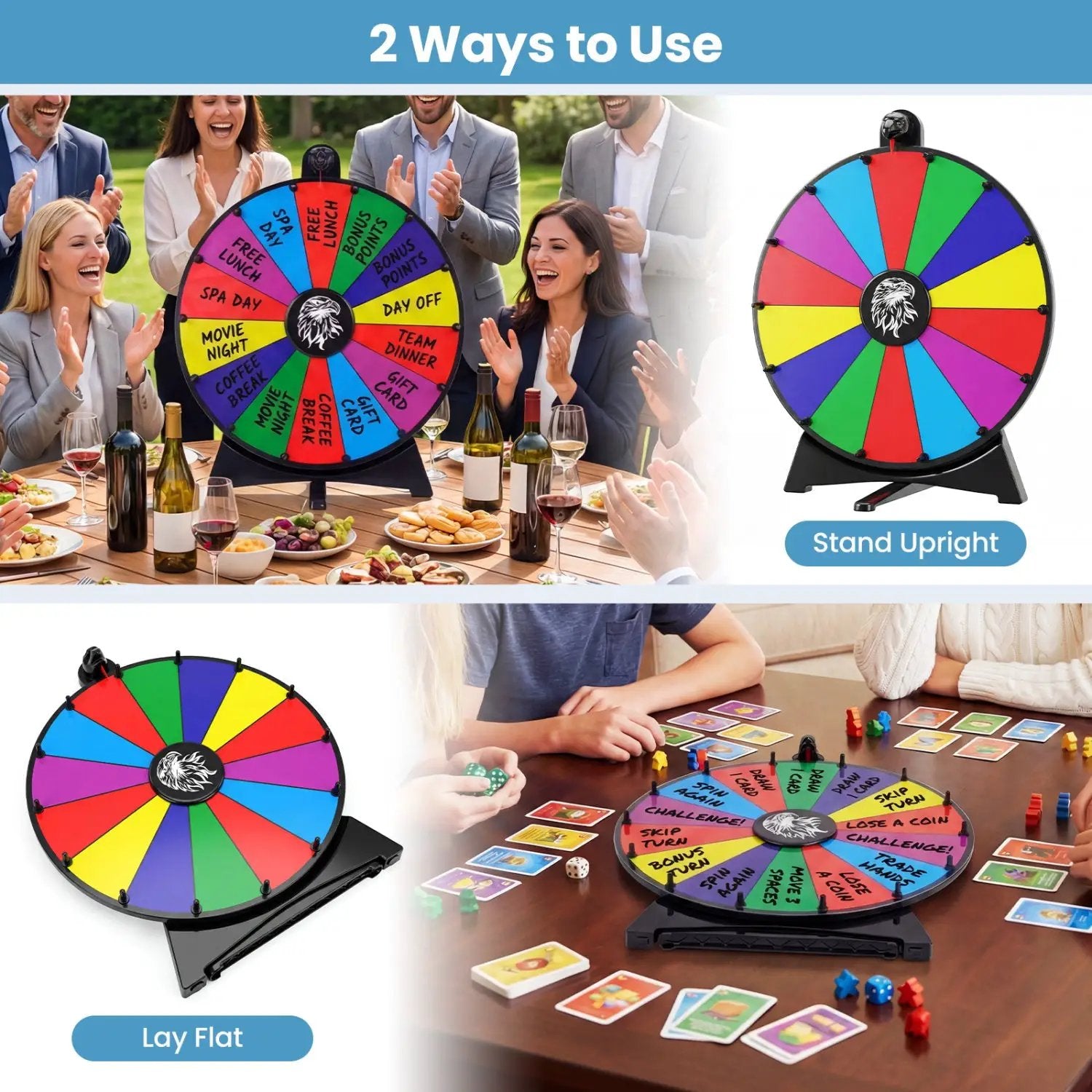 20 Inches 14 Slots Spin Wheel with Blackboard Marker for Prizes by DirectDeals