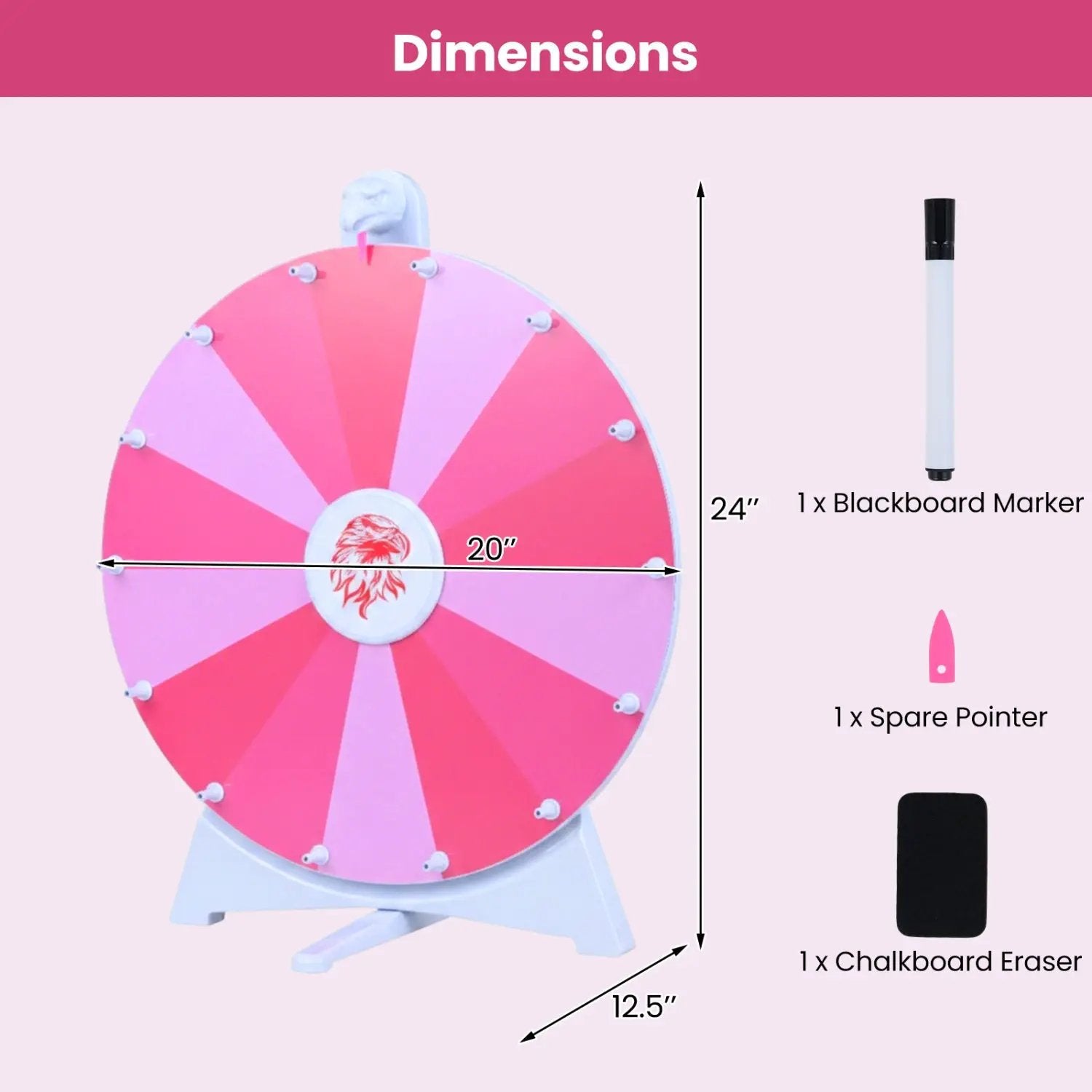 20 Inches 14 Slots Spin Wheel with Blackboard Marker for Prizes by DirectDeals