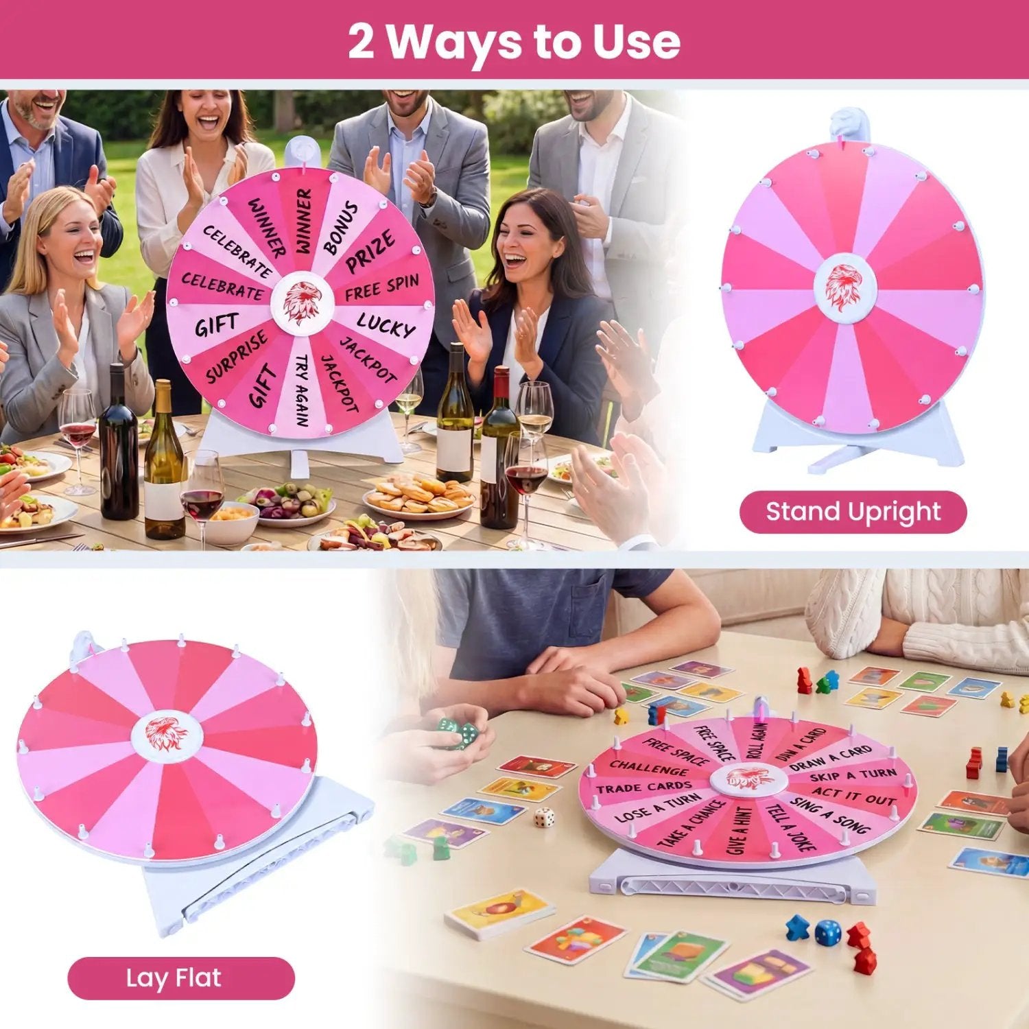 20 Inches 14 Slots Spin Wheel with Blackboard Marker for Prizes by DirectDeals