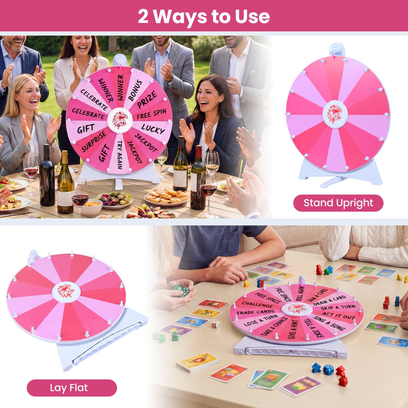20 Inches 14 Slots Spin Wheel with Blackboard Marker for Prizes by DirectDeals