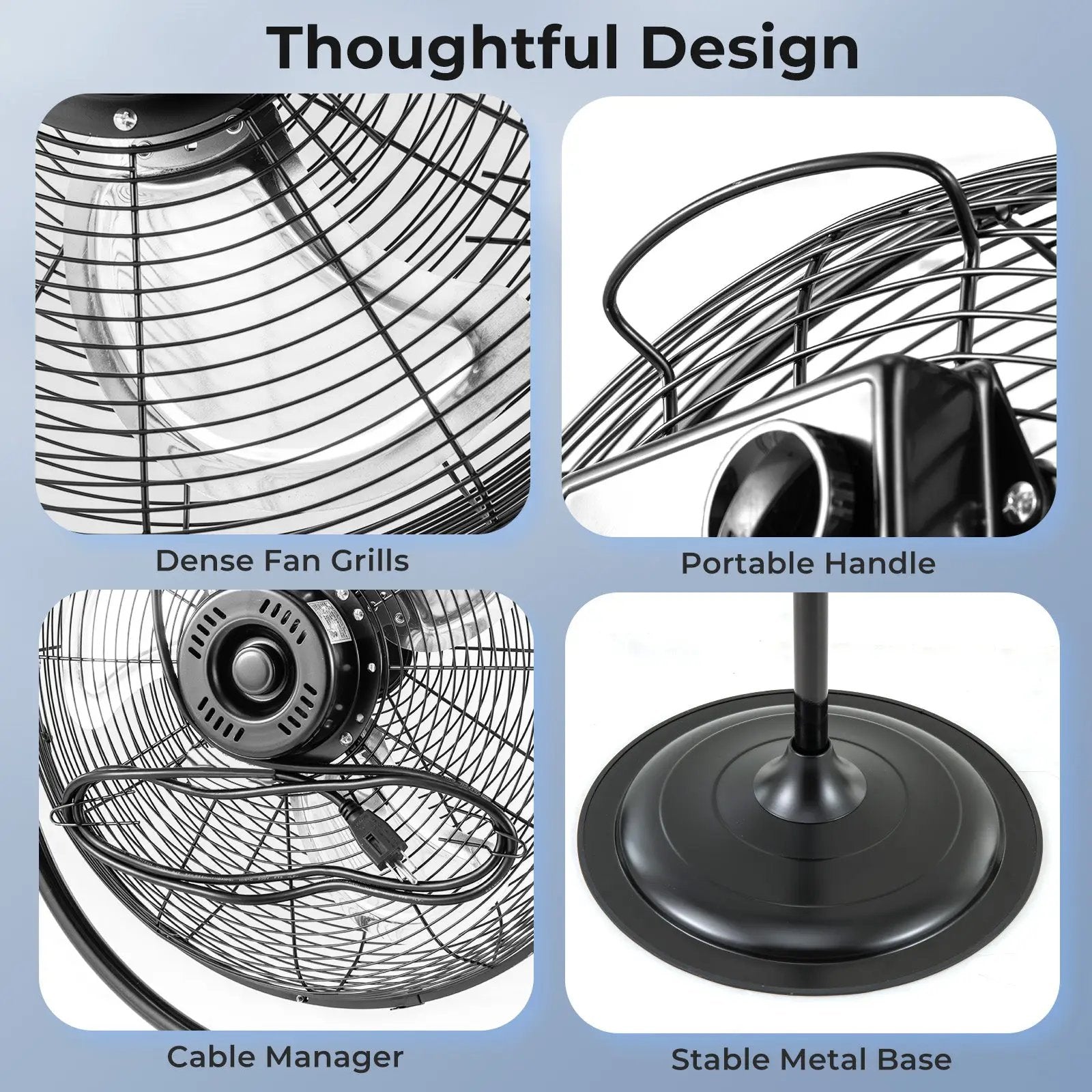 18 Inches High Velocity Pedestal Fan with 3 Speeds and Adjustable Height-Black by DirectDeals