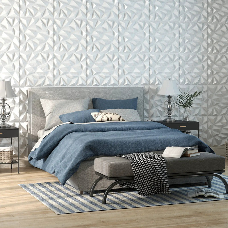 20-Pack 3D Wall Panels with Decorative Diamond Patterns-White by DirectDeals
