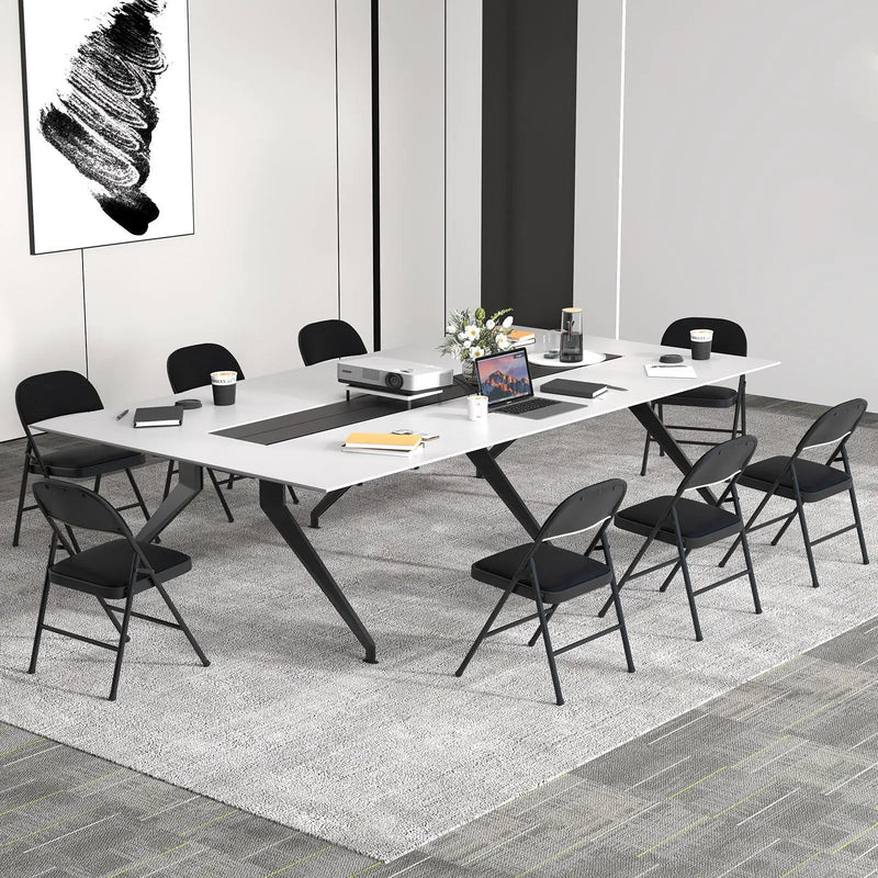 2 Pack Folding Chairs with Metal Frame and PVC Leather for Indoor Outdoor-Black by DirectDeals