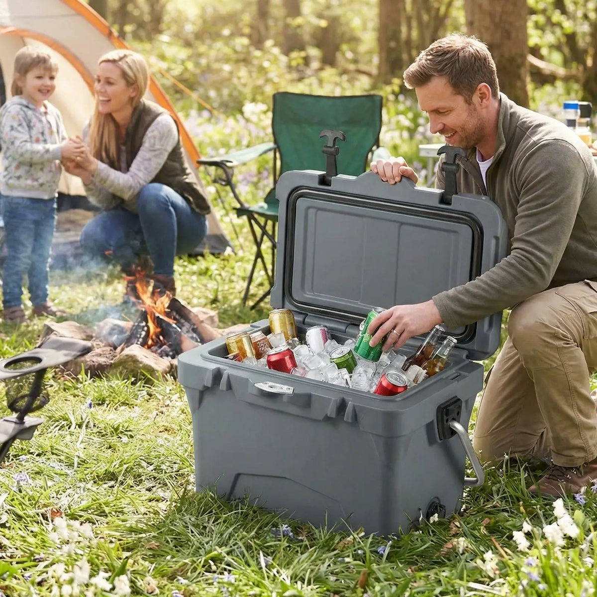 20 Quart Portable Hard Cooler with Built-in Ruler and Bottle by DirectDeals