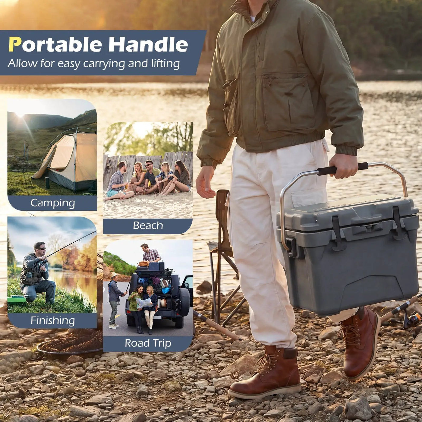 20 Quart Portable Hard Cooler with Built-in Ruler and Bottle by DirectDeals