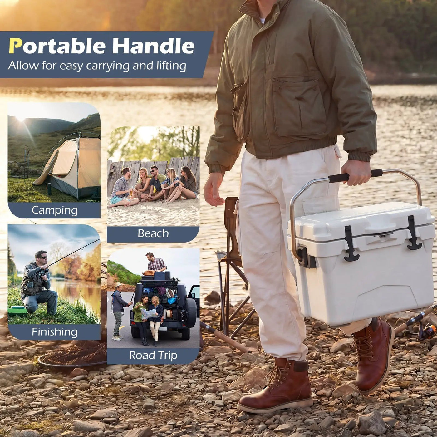 20 Quart Portable Hard Cooler with Built-in Ruler and Bottle by DirectDeals