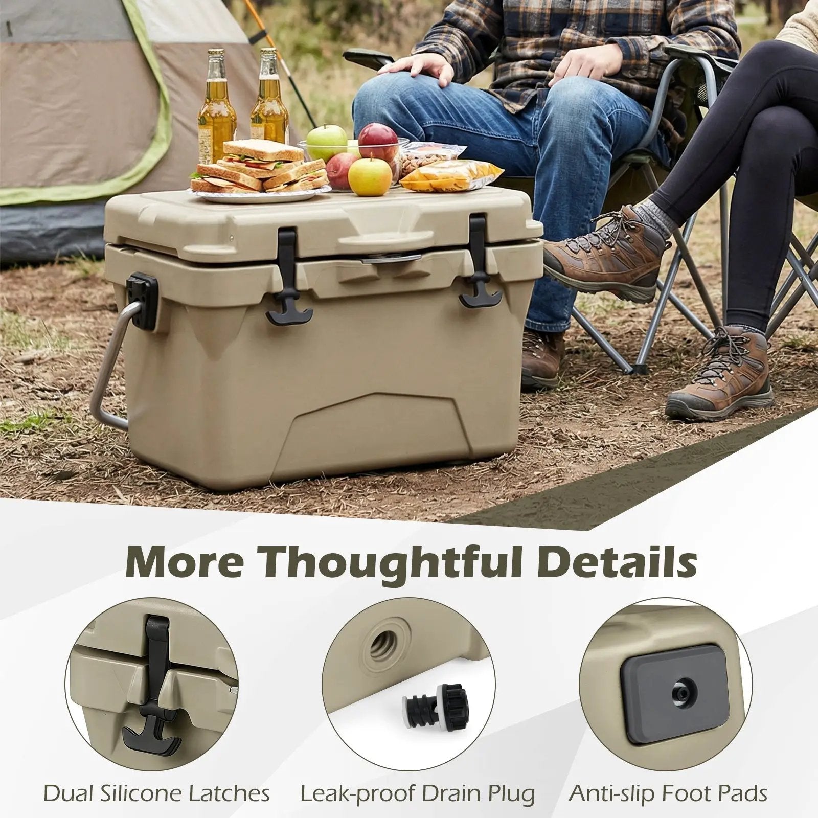 20 Quart Portable Hard Cooler with Built-in Ruler and Bottle by DirectDeals