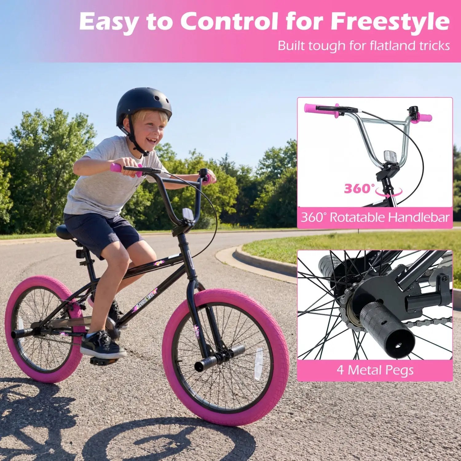 20" Trick Bicycle with 360 Degree Steering and Adjustable Seat for Kids and Teens by DirectDeals