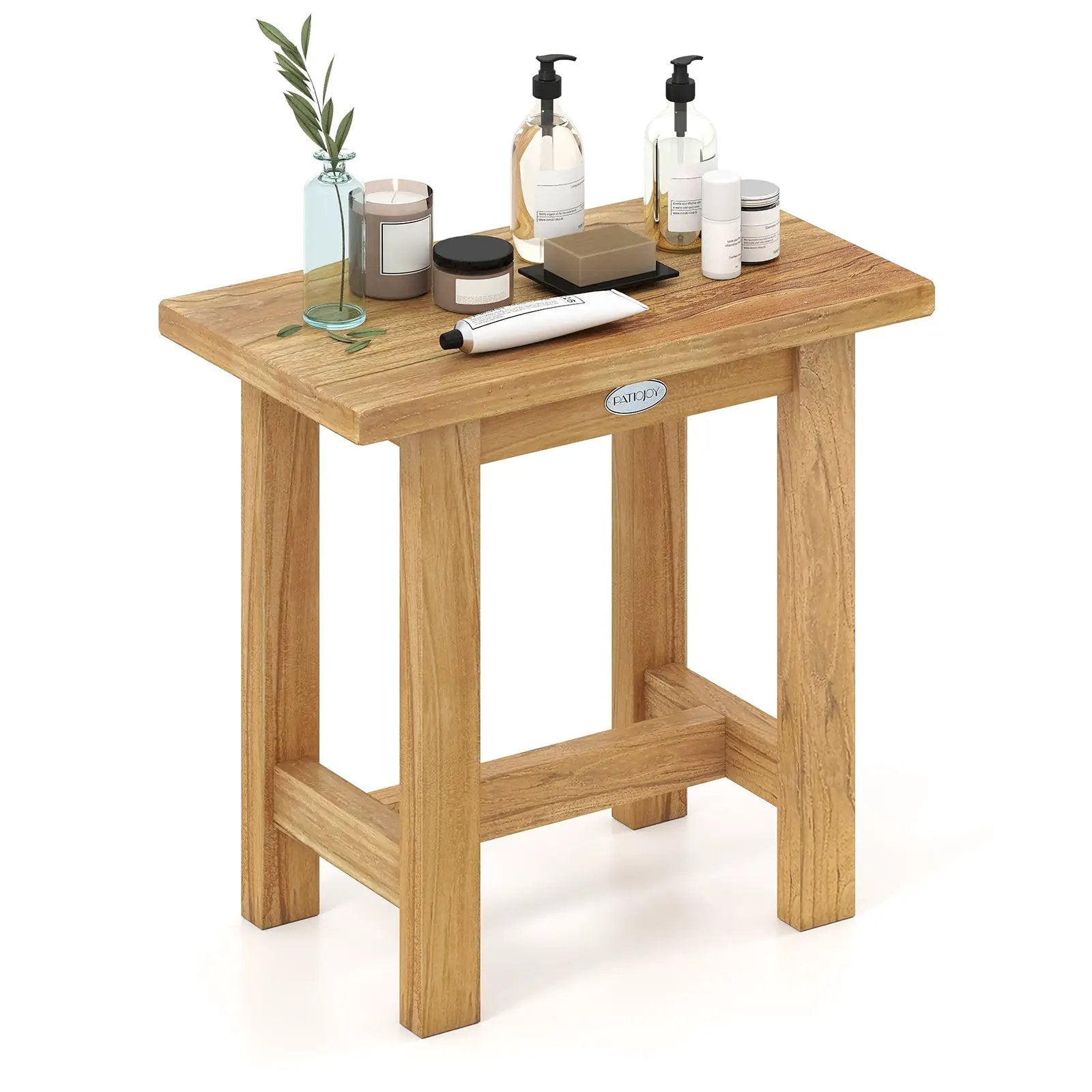 20 inch Teak Shower Bench Waterproof Shower Stool for Shaving Legs by DirectDeals