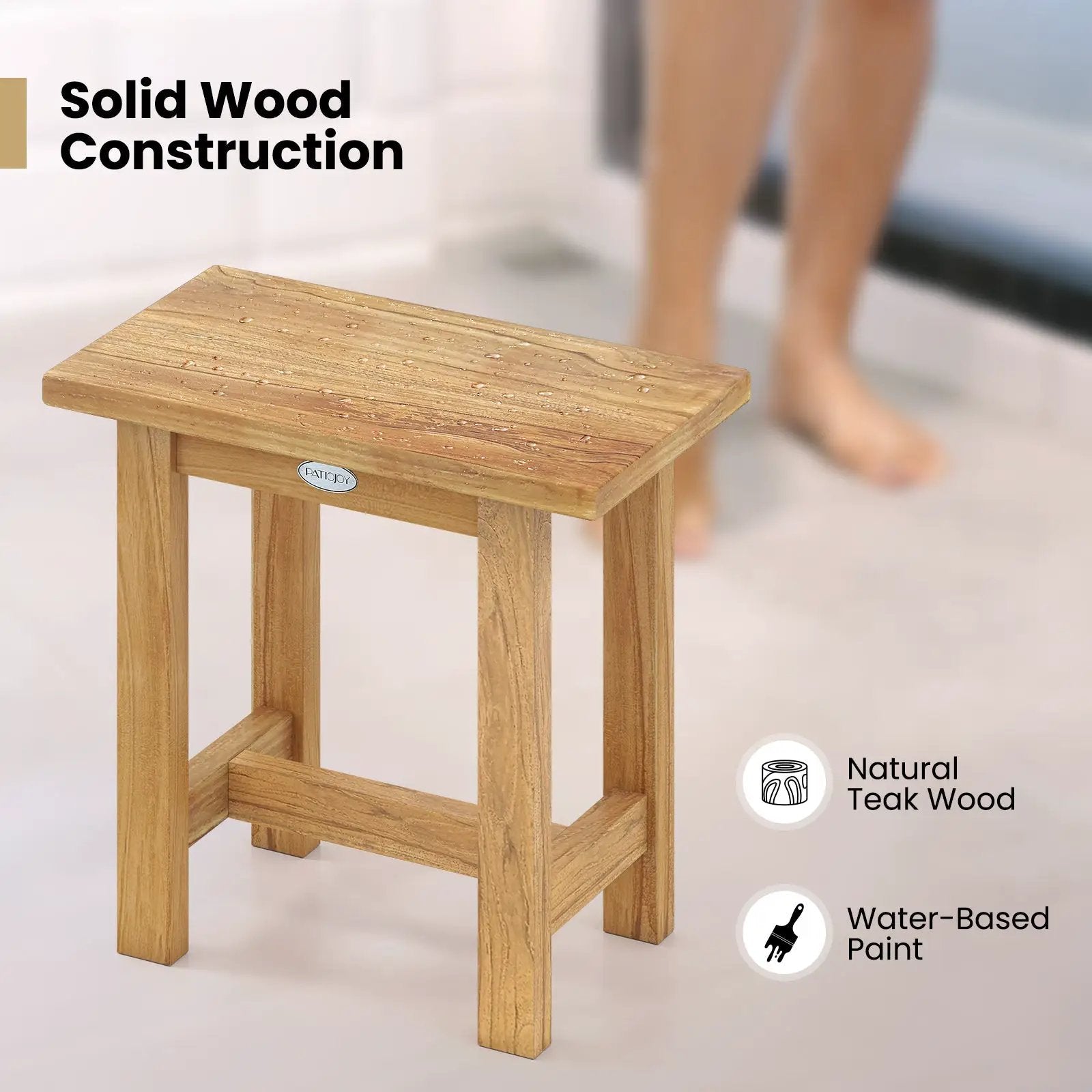 20 inch Teak Shower Bench Waterproof Shower Stool for Shaving Legs by DirectDeals