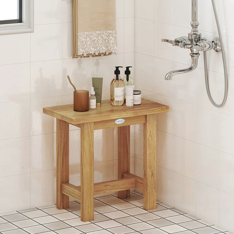 20 inch Teak Shower Bench Waterproof Shower Stool for Shaving Legs by DirectDeals