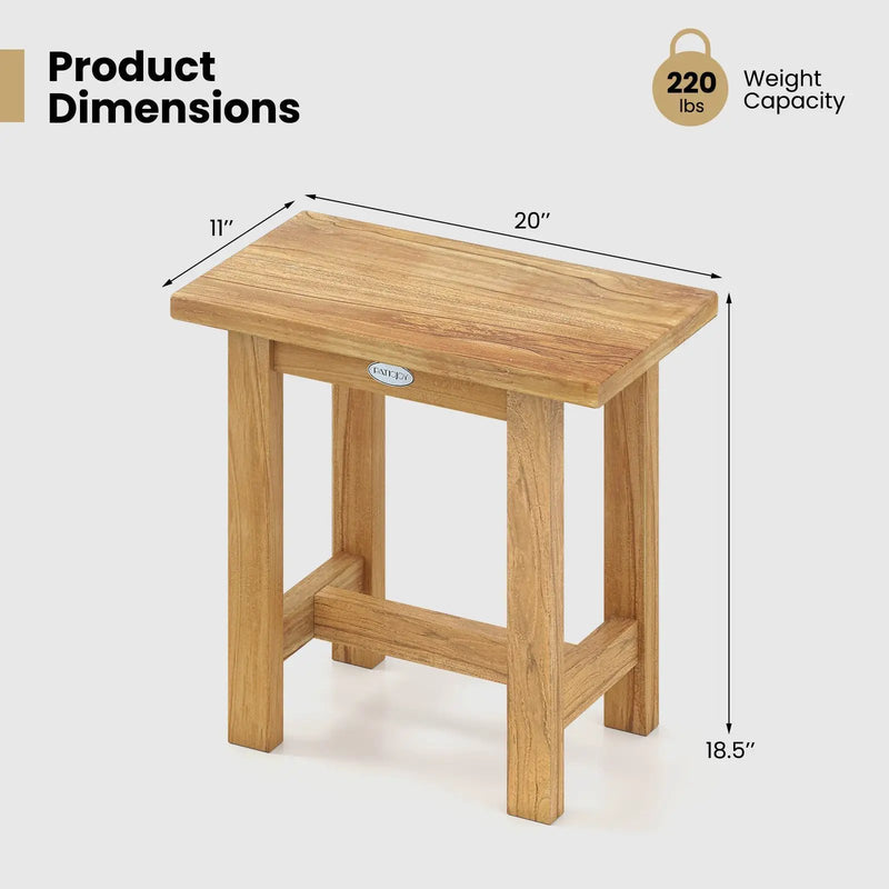 20 inch Teak Shower Bench Waterproof Shower Stool for Shaving Legs by DirectDeals