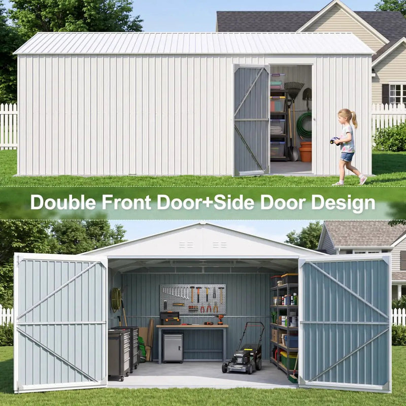 13'x20' Plus Upgraded Metal Shed w/ Double Front Doors & Side Entry Door by Chery Industrial