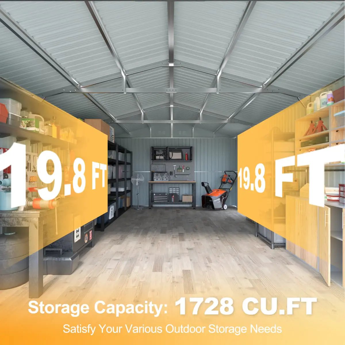 13'x20' Plus Upgraded Metal Shed w/ Double Front Doors & Side Entry Door by Chery Industrial