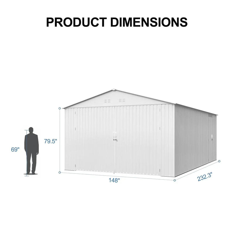 13'x20' Plus Upgraded Metal Shed w/ Double Front Doors & Side Entry Door by Chery Industrial