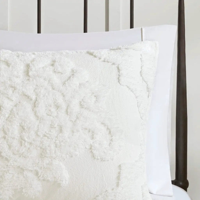 King/Cal King 3 Piece Tufted Cotton Chenille Damask Duvet Cover Set by HouseOfZazla