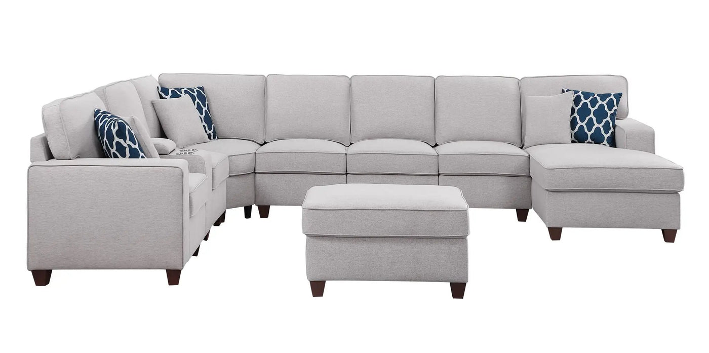 Eric - 9 Piece Upholstered Sectional With Ottoman by Unique Piece Furniture