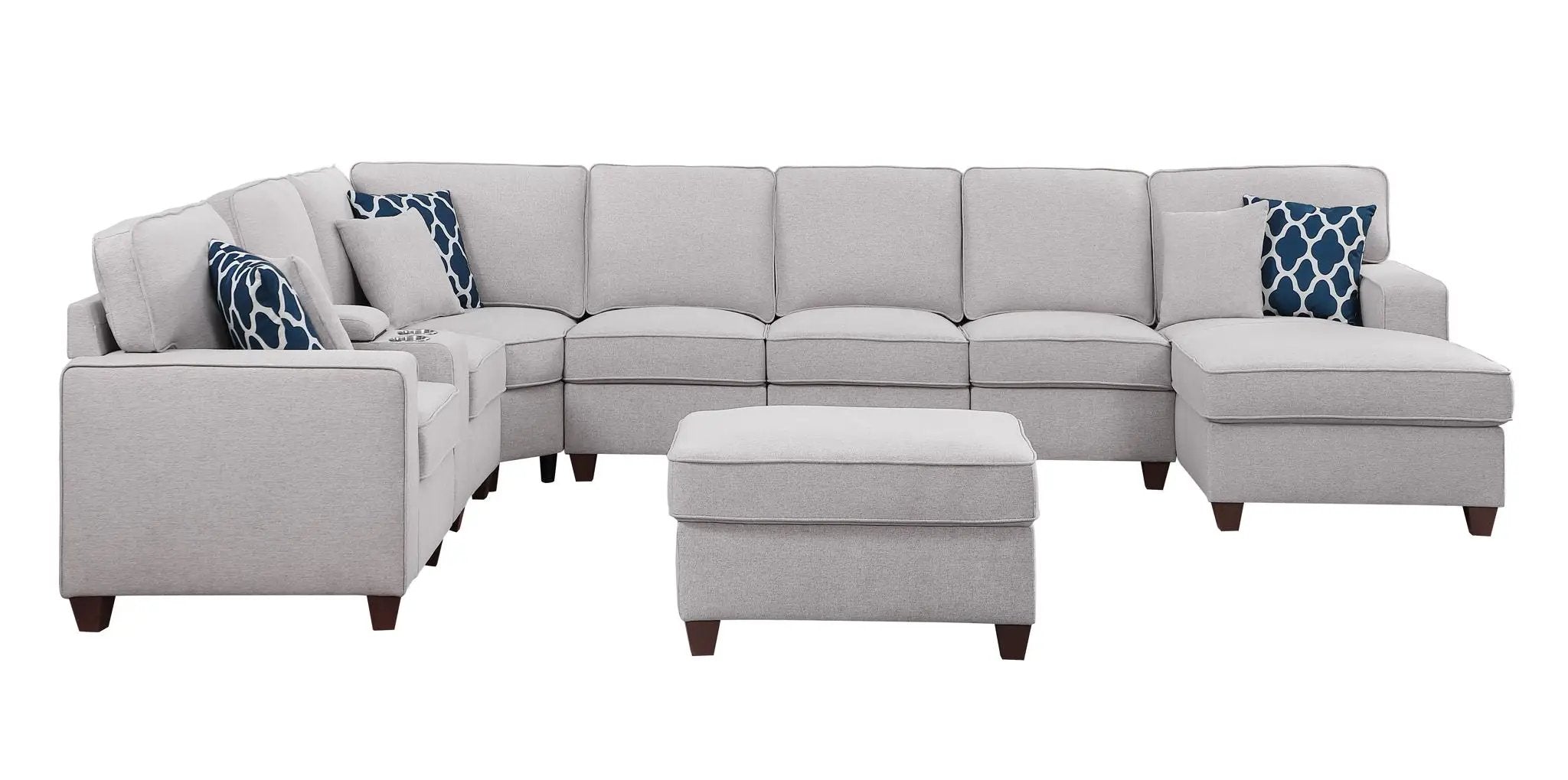 Eric - 9 Piece Upholstered Sectional With Ottoman by Unique Piece Furniture
