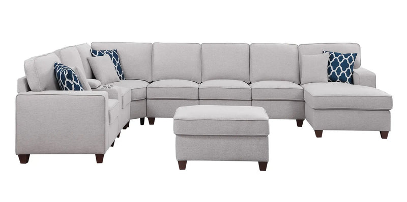 Eric - 9 Piece Upholstered Sectional With Ottoman by HouseOfZazla