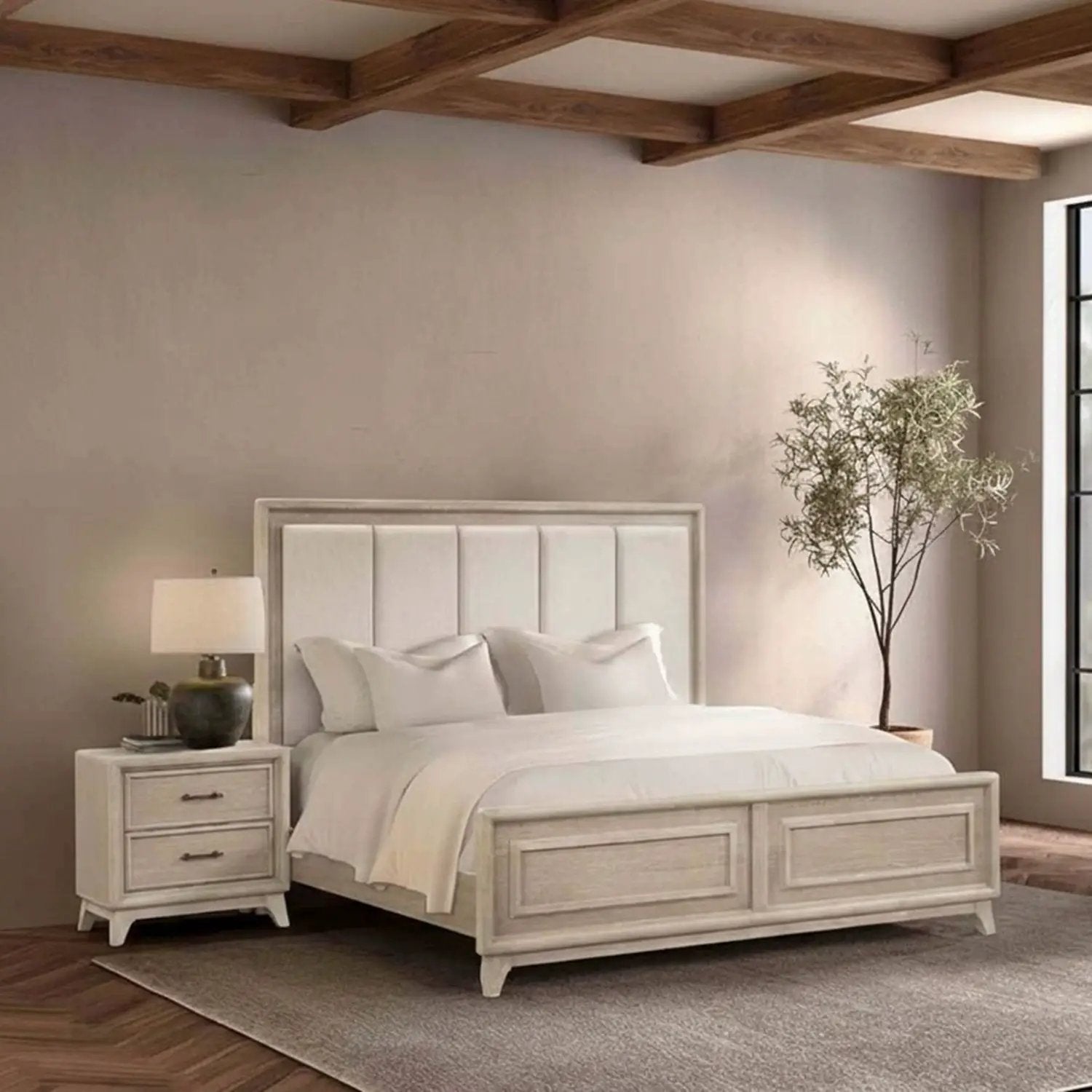 3 Piece Bedroom Set With Padded Headboard, 2 Nightstands by Unique Piece Furniture