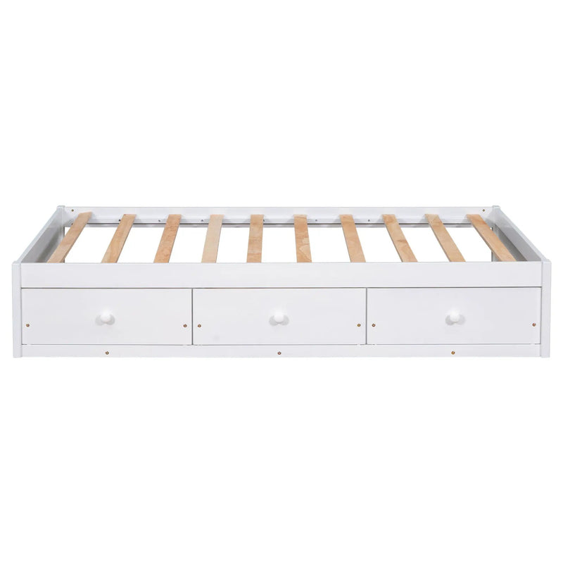 Twin Size Platform Storage Bed With 3 Drawers - White by Unique Piece Furniture