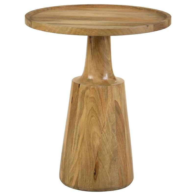 Pedestal Accent Table With Eco Friendly Base And Round Lipped Top - Brown by HouseOfZazla