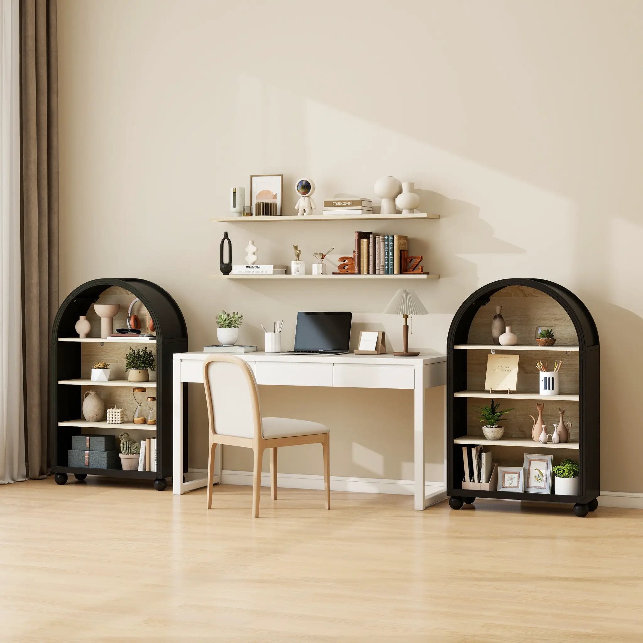 Arched 4-Tier Storage Cabinet with Carved Edges by HouseOfZazla