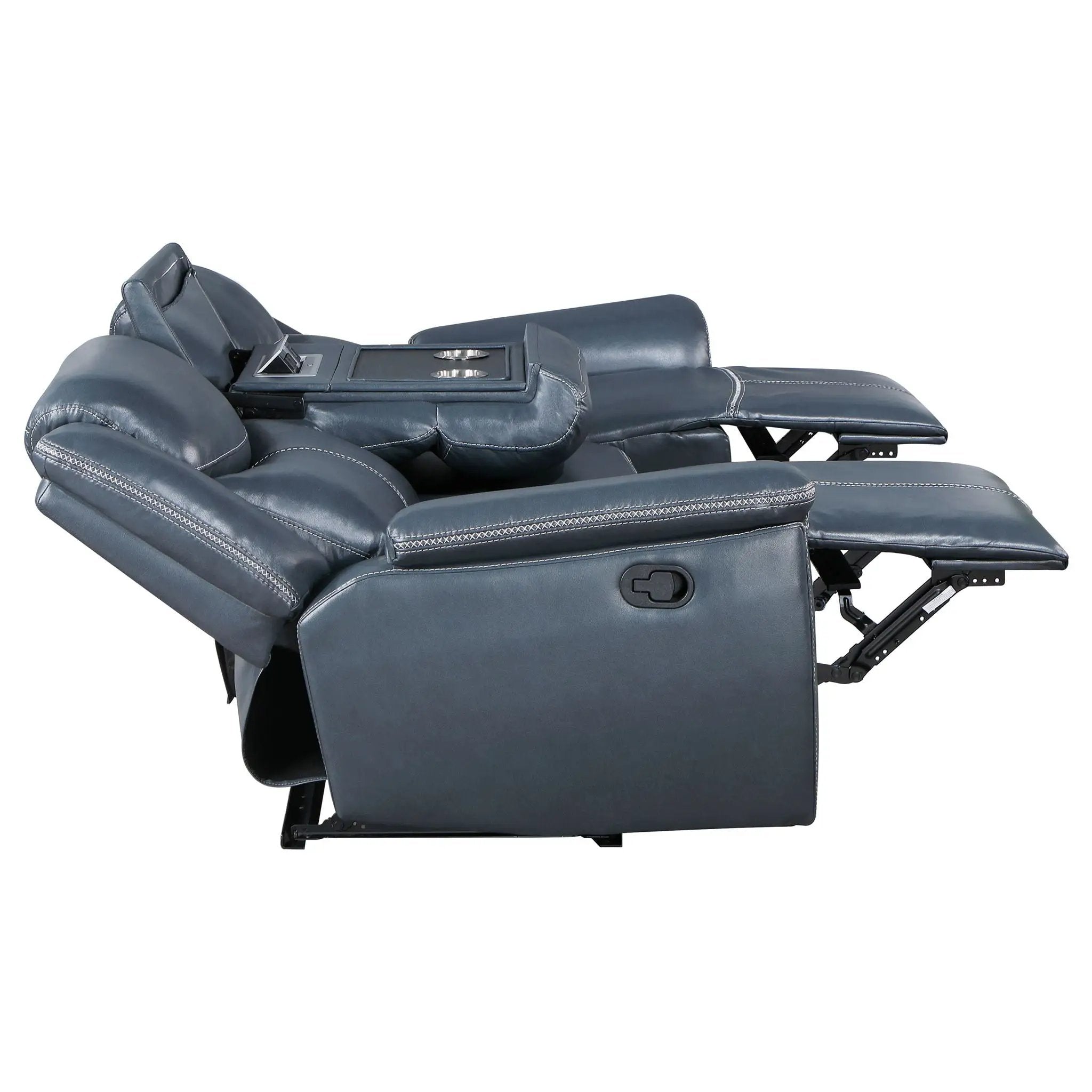 Sloane Upholstered Padded Arm Reclining Sofa Blue by Unique Piece Furniture