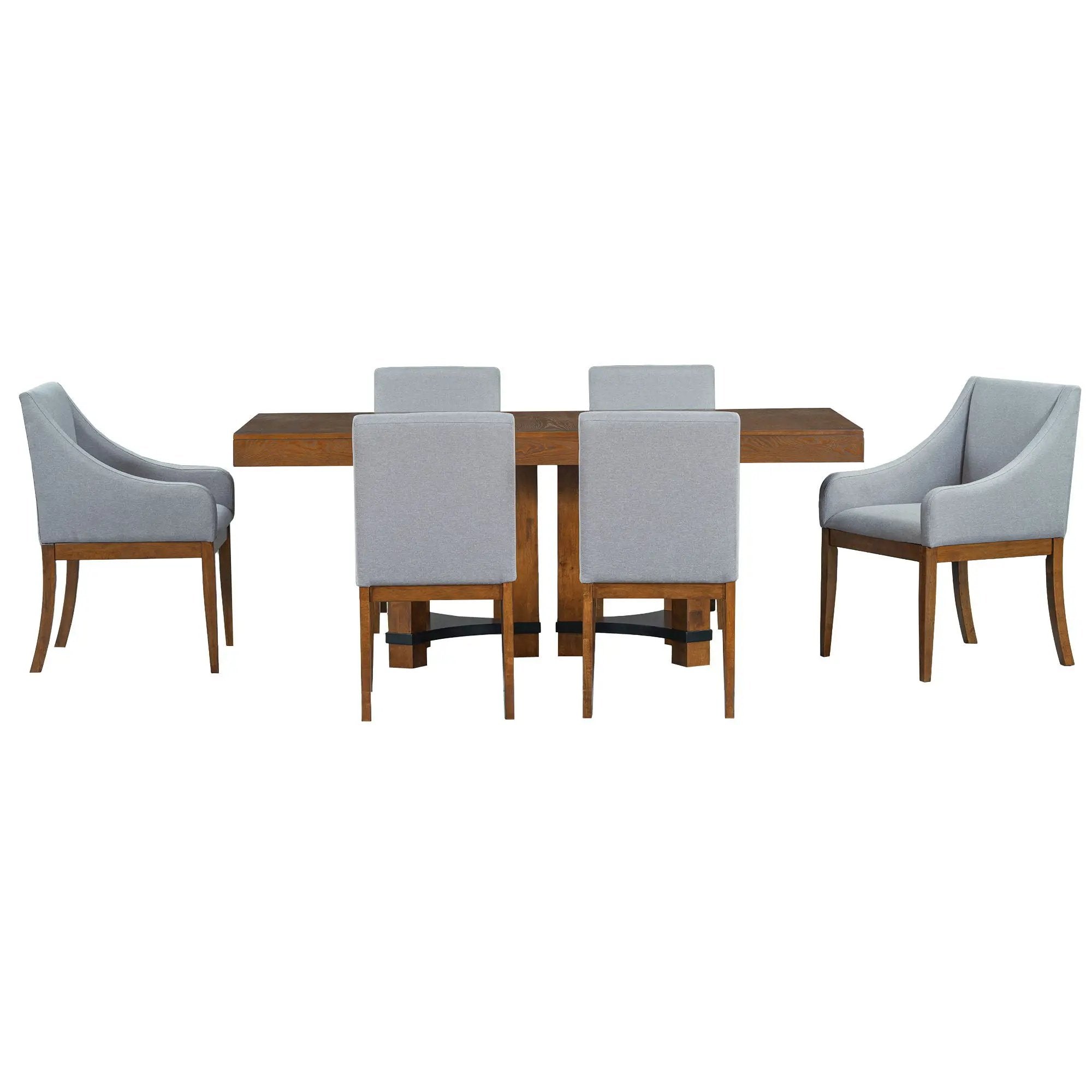 Topmax - 7 Piece Rustic Extendable Dining Table Set With Removable Leaf, 2 Arm Chairs And 4 Armless Chairs by Unique Piece Furniture
