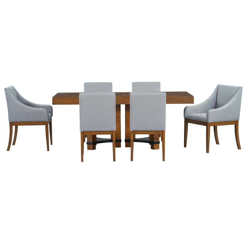 Topmax - 7 Piece Rustic Extendable Dining Table Set With Removable Leaf, 2 Arm Chairs And 4 Armless Chairs by HouseOfZazla
