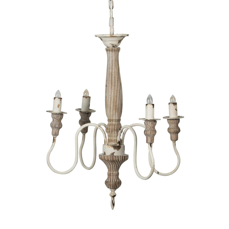 4 Light Chandelier, Hanging Light Fixture With Adjustable Chain For Kitchen, Bulb Not Included - Cream White by Unique Piece Furniture