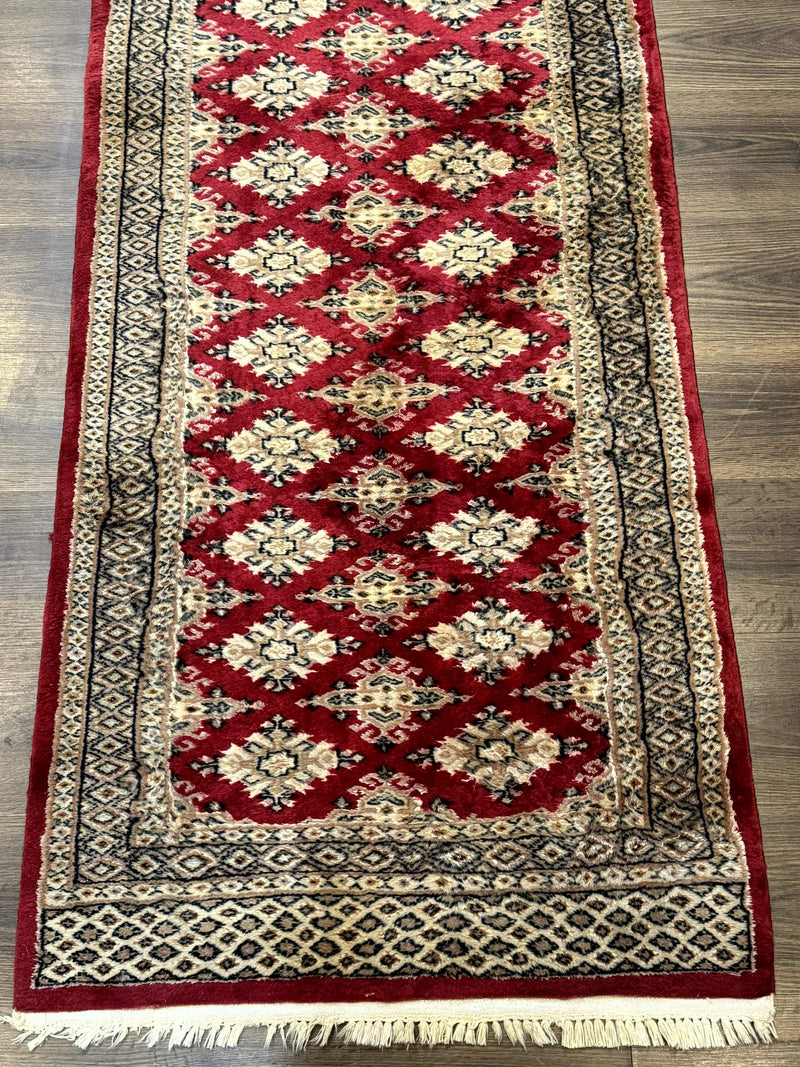 Pakistani Runner Rug 2.8 x 7.6, Red Turkoman Bokhara Runner by Jewel Rugs