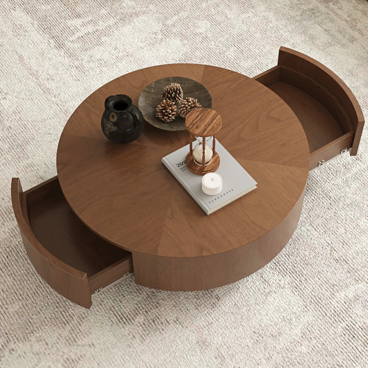 35.43 Inch Drum Shaped Round Coffee Table by HouseOfZazla