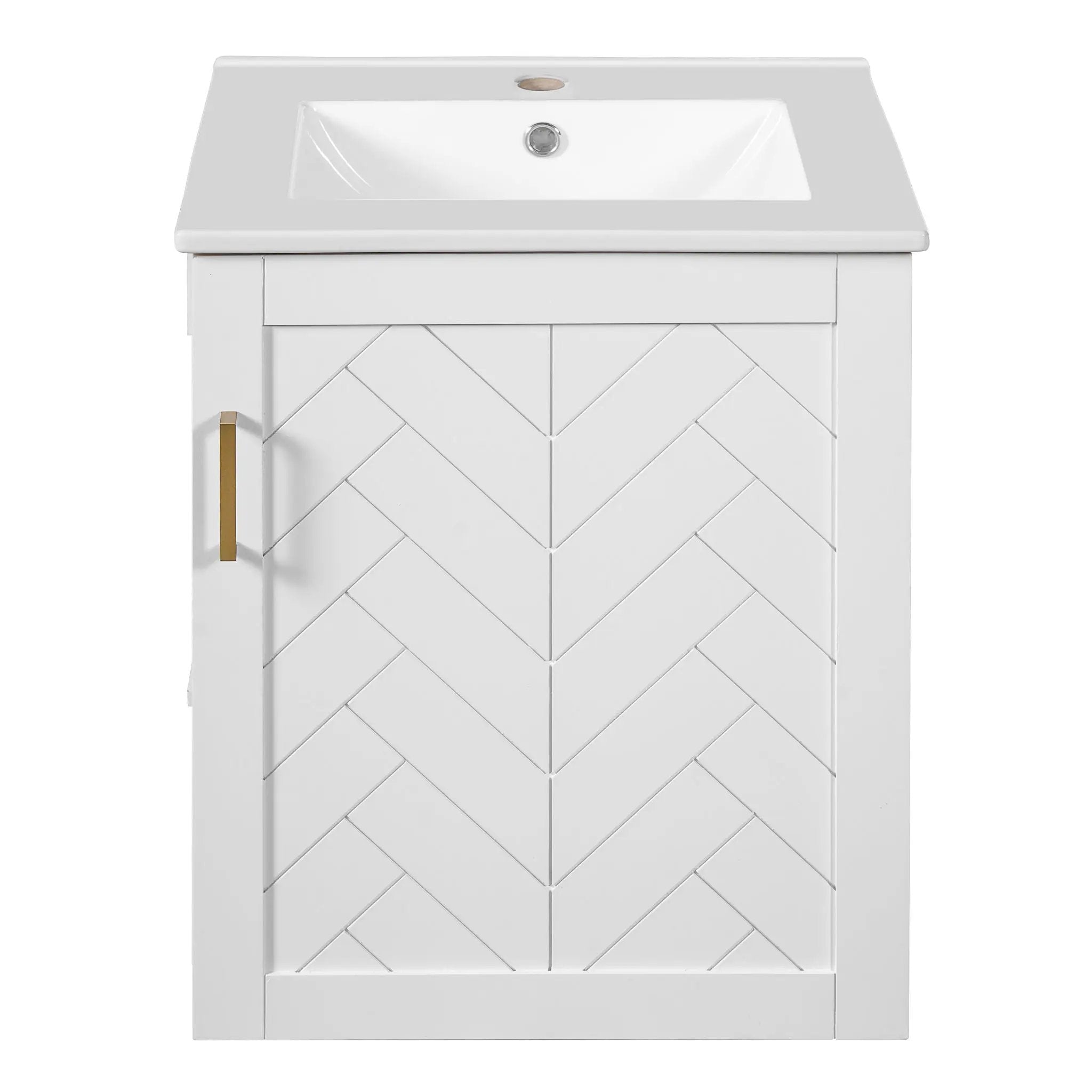 Modern Wall Mounted Bathroom Cabinet With Side Shelf And Ceramic Sink by Unique Piece Furniture