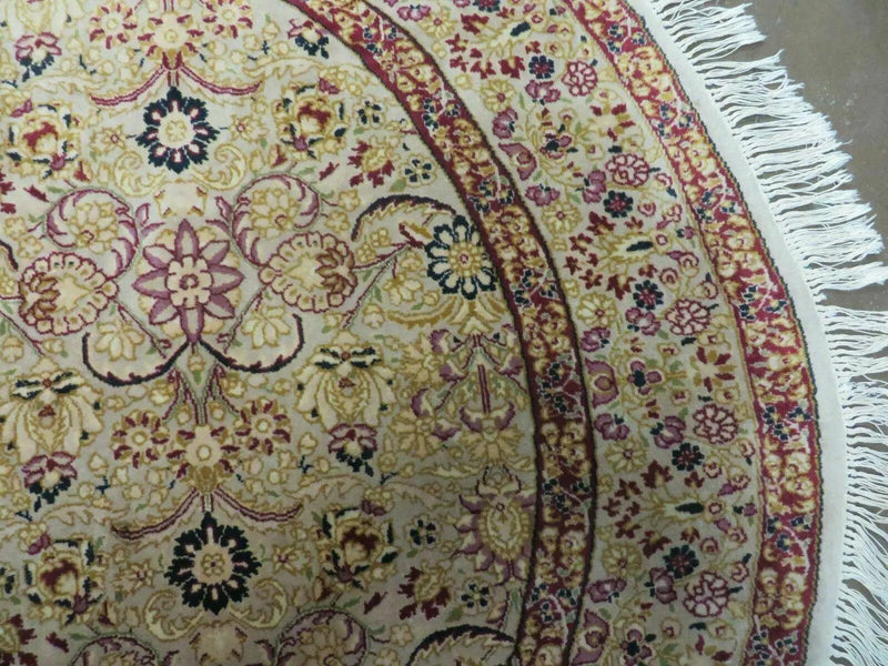6' Handmade Fine Indian Wool Rug Carpet Round Silk Accent Beauty by Jewel Rugs