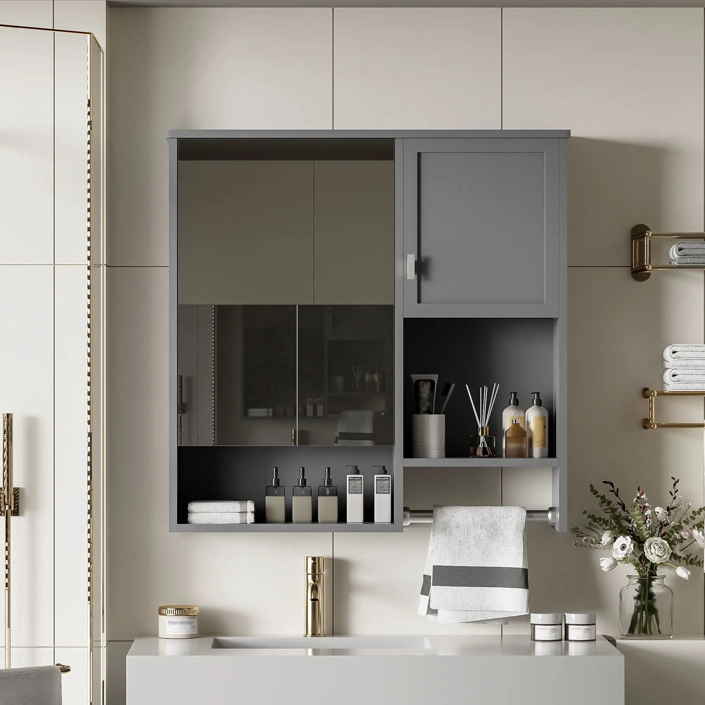 Modern Wall Mounted Bathroom Medicine Cabinet, Bathroom Wall Storage Cabinet With Mirror by Unique Piece Furniture