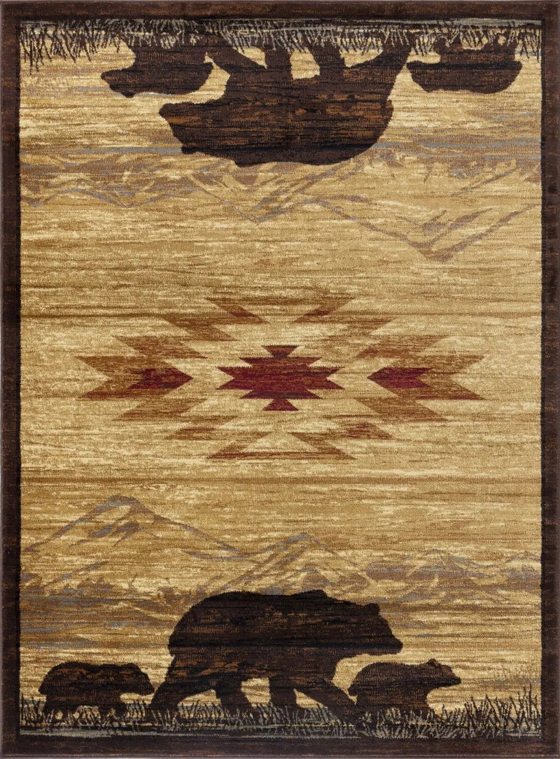 Nature's Nest - 5'3" X 7'3" Lodge Area Rug - Multi / Beige by Unique Piece Furniture